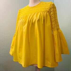 Endless Rose Lace Shirred Top, Sunshine Yellow